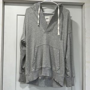 Aerie oversized v neck hoodie grey size small